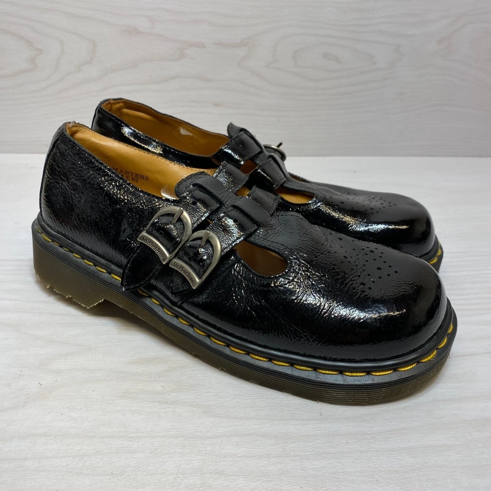 Dr. Martens The Originals Platform Mary Jane Shoes Womens 9 Black Patent Leather